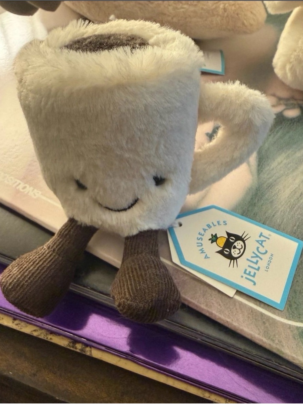 Jellycat Cream Plush espresso Coffee Mug Toy with Brown Legs